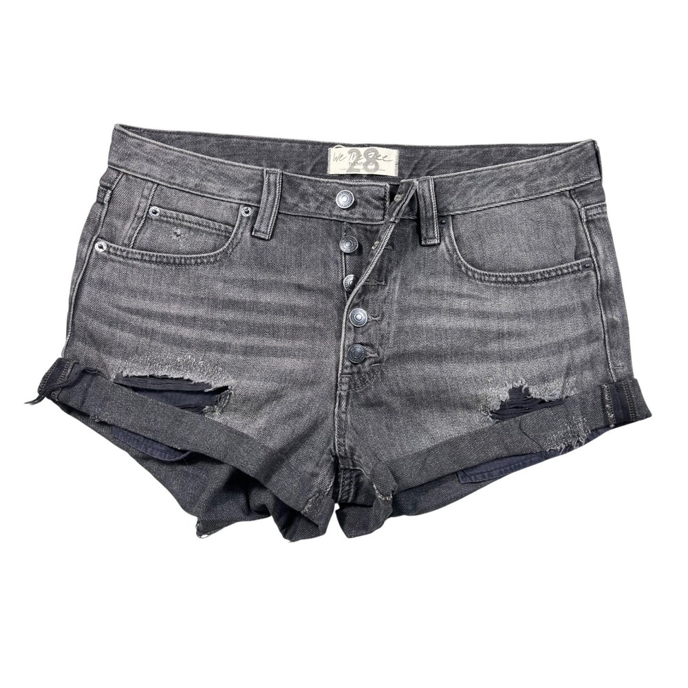 We The Free Distressed Denim Shorts Black Wash Raw Hem‎ Women's Size 28